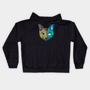 Blue Zombie Cat Kids Hoodie